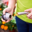 154.215_Giesskopf aus Leichtmetall Ø 50 mm, 1.0 mm Löcher, wechselbare Platine, Bajonett-Verschluss