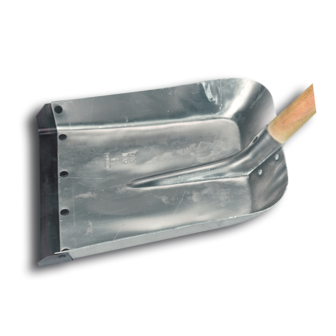 Pelle de cantonniers avec bord tranchant en acier feuillard à ressort, lame 36x30 cm