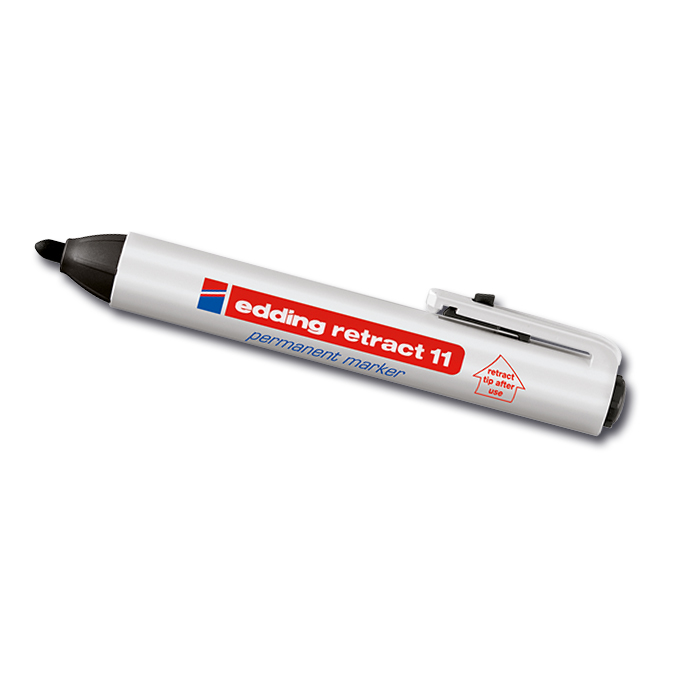 Marqueur permanent «EDDING 11», noir, largeur du trait env. 1.5-3 mm, bouton poussoir mécanique