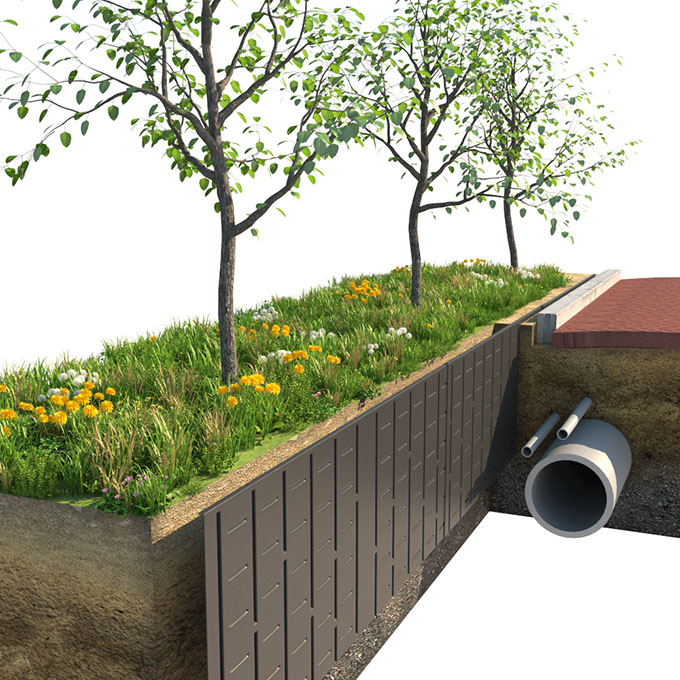 Wurzelführungsplatten HDPE 2 mm, 220 cm lang 57 cm hoch