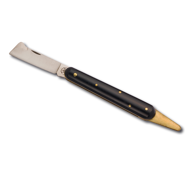 Okuliermesser schwarz, mit festem Messinglöser, 10.5 cm lang