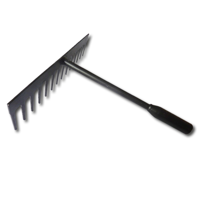 Râteau à goudron, 16 dents droites, largeur 44 cm, manche 170 cm