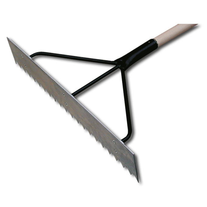 Teerkrücke gezahnt, 80 cm breit, mit Stiel 170 cm