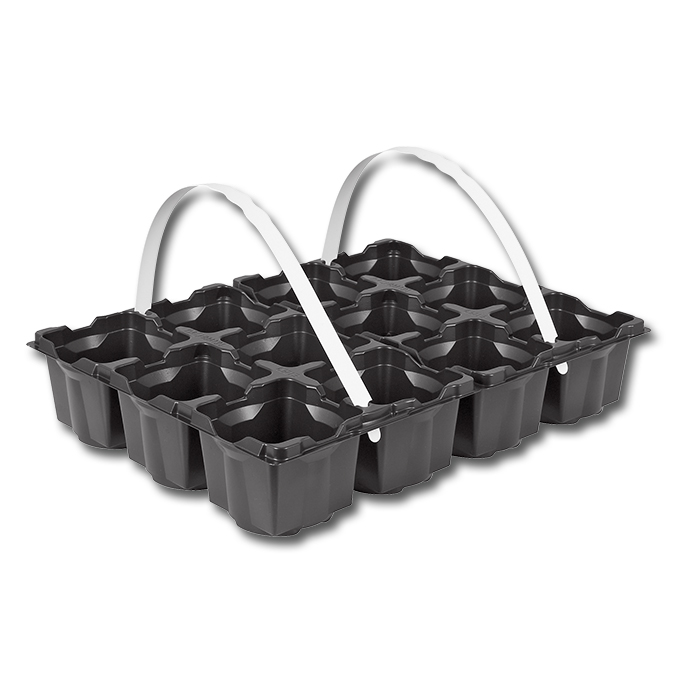 Tragepackung 12 (2x6) Mulden, Topfmass 9/9 cm, ohne Tragegriff
