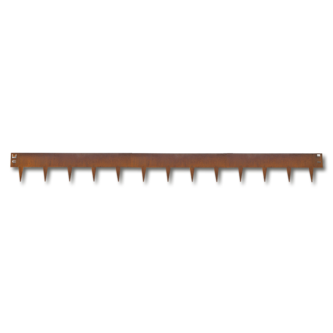 Randbegrenzung Stahl feste Zacken, rostig, 2.5 mm x 10 cm, 225 cm lang