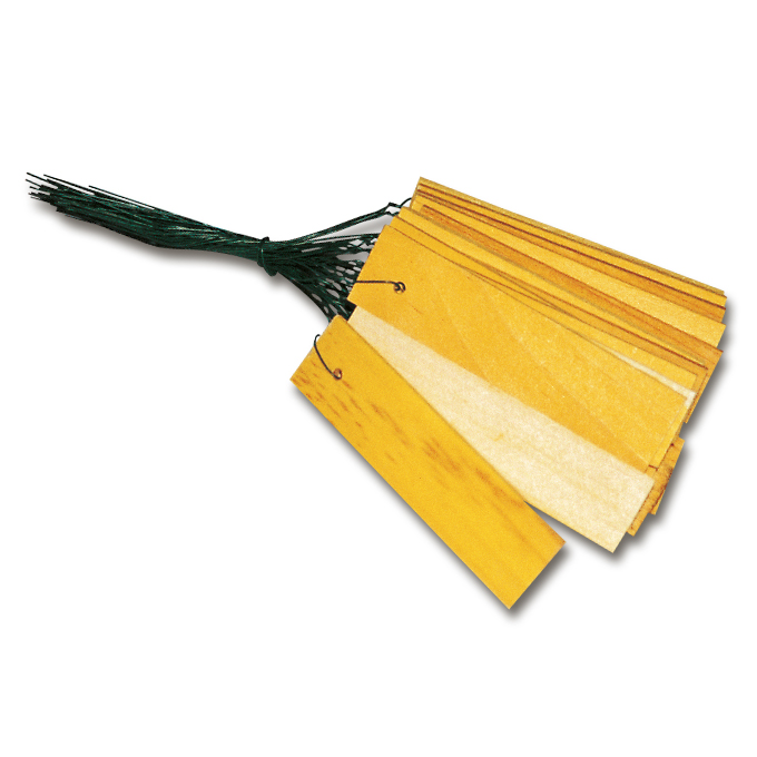 Etiquettes en bois à suspendre, jaune, 80 x 18 mm, botte de 100 pièces 