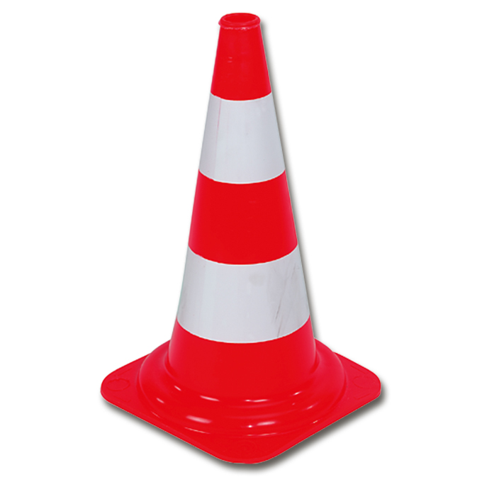 Cône de signalisation, rouge/blanc, hauteur 53 cm