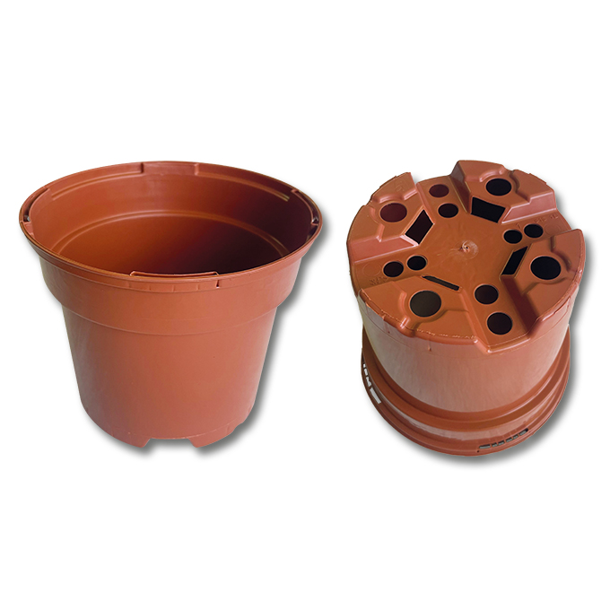 Pots en plastique rouge brique ø 13 cm, carton de 384 pièces
