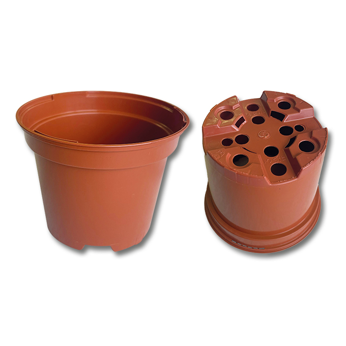 Pots en plastique rouge brique ø 11 cm, carton de 828 pièces