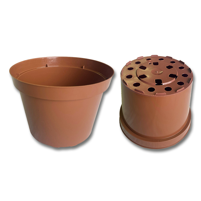 Pots en plastique rouge brique 15 cm ø, carton de 430 pièces