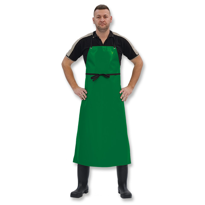 Tablier en Trevira vert, longueur 120 cm