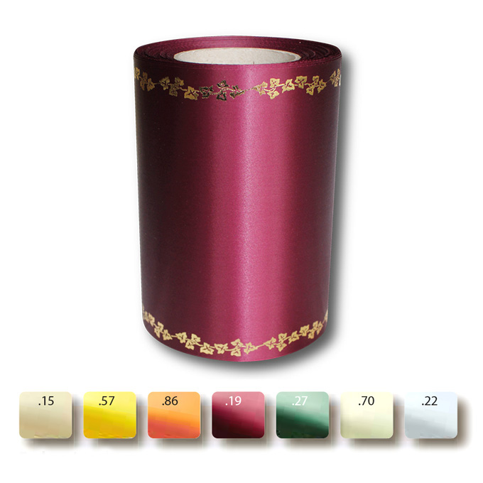 Kranzband flaschengrün mit Goldrand, 125 mm breit, 25 m