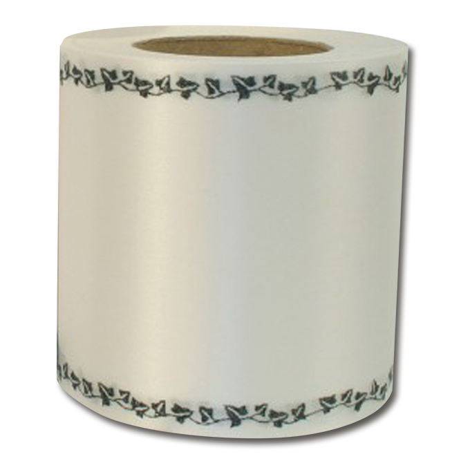 Kranzband weiss mit schwarzem Rand, 125 mm breit, 25 m