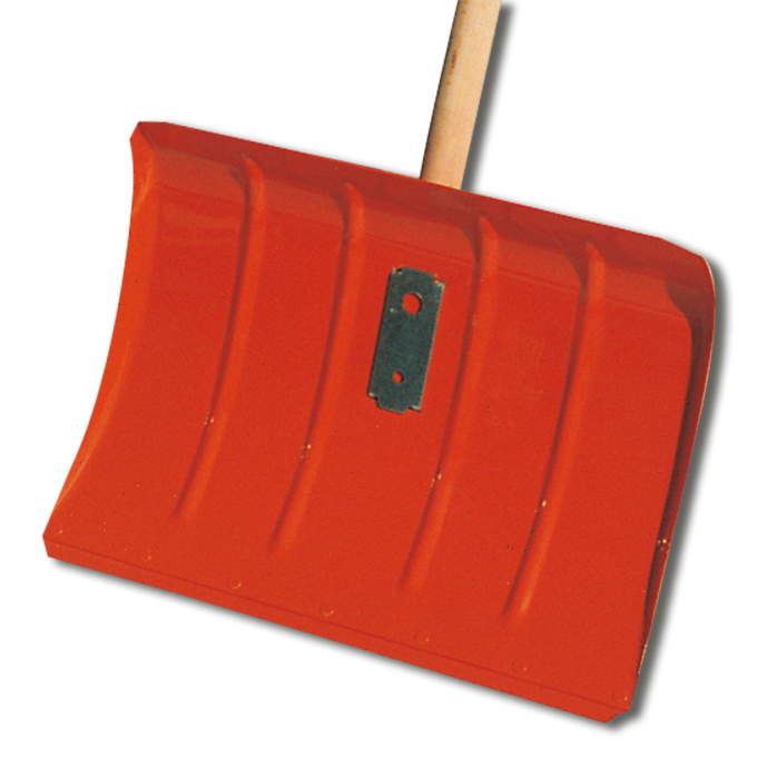 Schneeschieber orange aus Aluminium mit Stiel, 50 cm breit