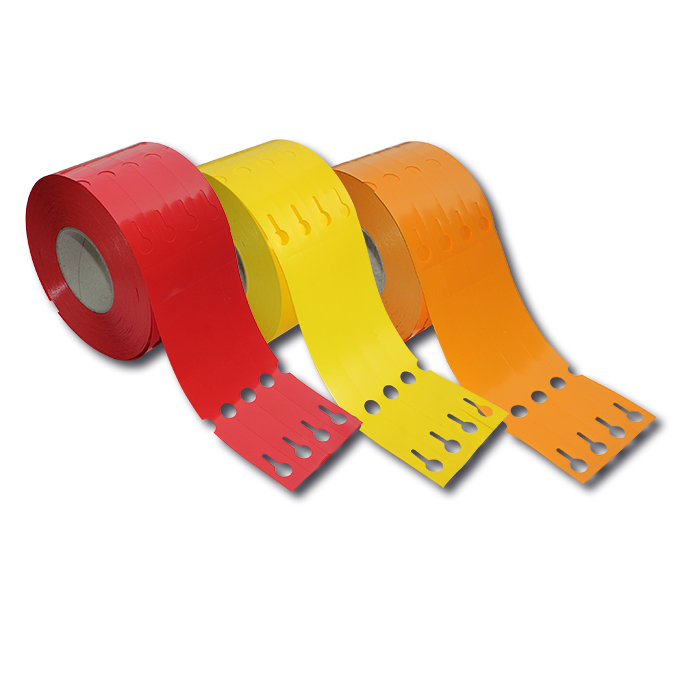 TT-Schlaufenetiketten rot 4-bahnig 230 x 25 mm, m/Preisabriss