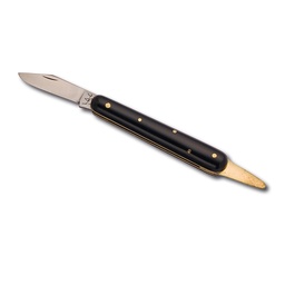 [200.444] Couteau greffoir noir, avec lame fixe en laiton, longueur 10.5 cm