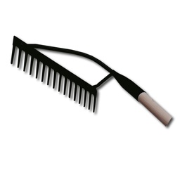 [204.678] Teerrechen mit V-Verstrebung gebogen, 16 Zinken, 44 cm breit, Stiel 170 cm