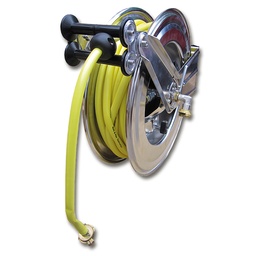 [153.070] Automatischer Schlauchaufroller, fertig montiert mit 20 m ⅝" PVC-Gewebeschlauch