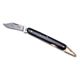 [200.443] Okuliermesser schwarz, mit klappbarem Messinglöser, 10 cm lang