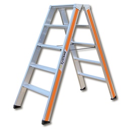 [205.300] Escabeau double accés en aluminium, 2 x 5 marches, 1.21 m