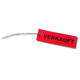 [418.521] Drahthängeetiketten VERKAUFT rot 100 x 30 mm, Beutel à 250 Stück